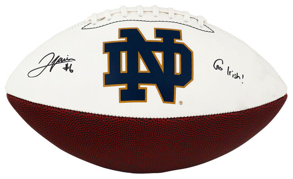 Jordan Faison Signed Notre Dame Logo Brand White Panel Football - (SCHWARTZ COA)
