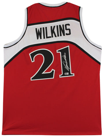 Dominique Wilkins Authentic Signed Red Pro Style Jersey w/ Black #s BAS Witness