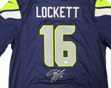SEAHAWKS TYLER LOCKETT AUTOGRAPHED BLUE NIKE ON FIELD JERSEY SIZE XL MCS 222046