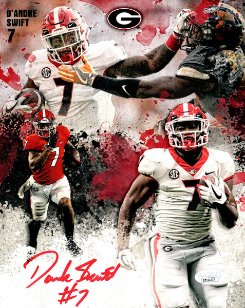 Lions D'ANDRE SWIFT Signed 8X10 Georgia Bulldogs Photo #3 AUTO - 2nd Rnd Pk JSA