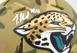 Travis Hunter Signed Jacksonville Jaguars Camo Speed Mini Helmet- Beckett W Holo