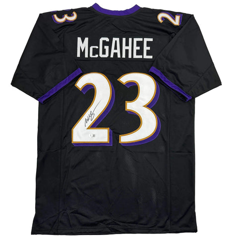 Autographed/Signed Willis McGahee Baltimore Black Jersey Beckett BAS COA