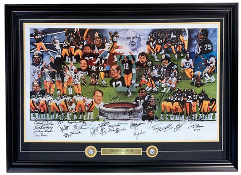 Pittsburgh Steelers Legends (52) Signature 20x39 Dynasty Lithograph PSA LOA