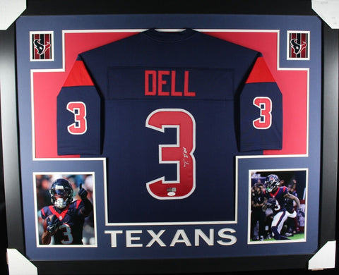 TANK DELL (Texans blue SKYLINE) Signed Autographed Framed Jersey JSA