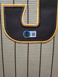 FRAMED SAN DIEGO PADRES JACKSON MERRILL AUTOGRAPHED SIGNED JERSEY BECKETT HOLO