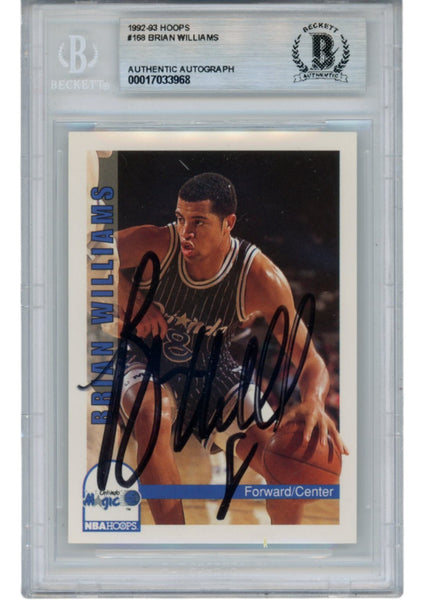 Brian Williams Autographed 92-93 Hoops #168 Slabbed Trading Card Beckett 52719
