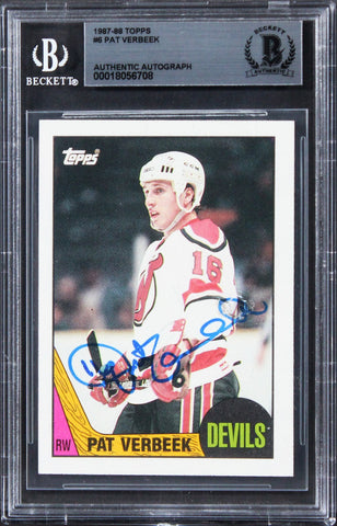 Devils Pat Verbeek Authentic Signed 1987 Topps #6 Card Autographed BAS Slabbed