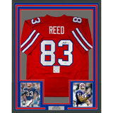Framed Autographed/Signed Andre Reed 33x42 Buffalo Red Jersey PSA/DNA COA