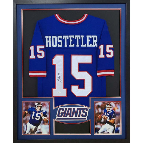 Jeff Hostetler Autographed Signed Framed New York Giants Jersey BECKETT