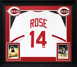 Reds Pete Rose "4256" Authentic Signed White Pro Style Framed Jersey BAS 5
