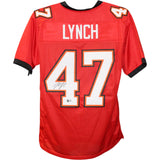 John Lynch Autographed/Signed Pro Style Red XL Jersey Beckett Witness 51439