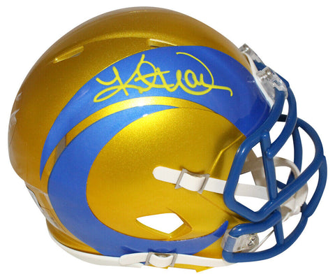 Kurt Warner Autographed Los Angeles Rams Flash Mini Helmet Beckett 40502