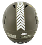 Steelers T.J. Watt Signed Salute To Service Full Size Speed Rep Helmet BAS Wit