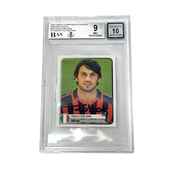 Paolo Maldini Signed 2005 Panini Champions of Europe - BGS 9 Autograph 10