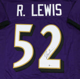 Ray Lewis Autographed Purple Pro Style STAT2 Jersey - Beckett W Auth *2