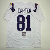 Autographed/Signed Anthony Carter Minnesota White Football Jersey JSA COA