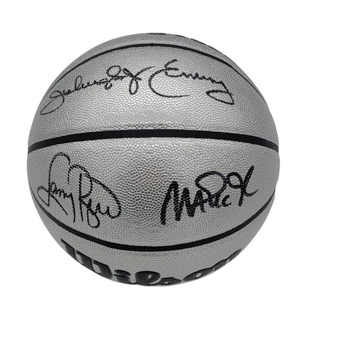 Larry Bird Julius Erving Magic Johnson Signed Platinum NBA Basketball Beckett