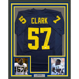 Framed Autographed/Signed Frank Clark 35x39 Michigan Blue Jersey JSA COA