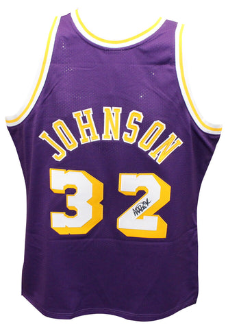 Magic Johnson Signed Authentic Los Angeles Lakers M&N Jersey Beckett 40840