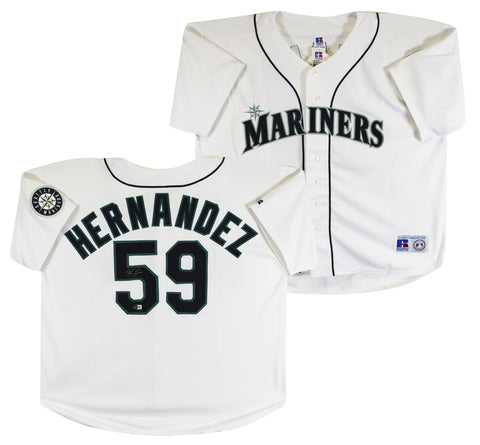 Mariners Felix Hernandez Signed White Russell Athletic Rookie #59 Jersey BAS