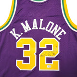 JAZZ KARL MALONE AUTOGRAPHED PURPLE AUTHENTIC M&N JERSEY SIZE L BECKETT 211882