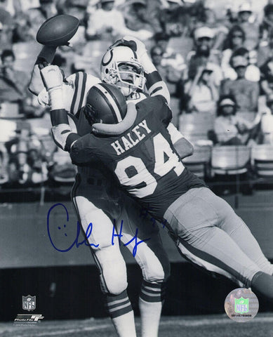 Charles Haley Signed 49ers B&W Action vs Colts 8x10 Photo - (SCHWARTZ COA)