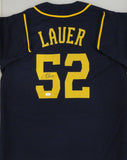 Brewers Pitcher ERIC LAUER Signed Custom Replica Blue Jersey AUTO - JSA