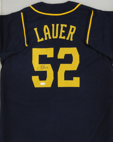 Brewers Pitcher ERIC LAUER Signed Custom Replica Blue Jersey AUTO - JSA