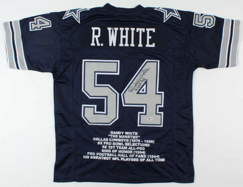 Randy White Signed Career Stat Jersey Inscribed "H.O.F. 94" (Beckett Hologram)