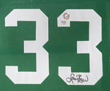 Larry Bird Boston Signed Framed Green Basketball Jersey Bird+PSA/DNA