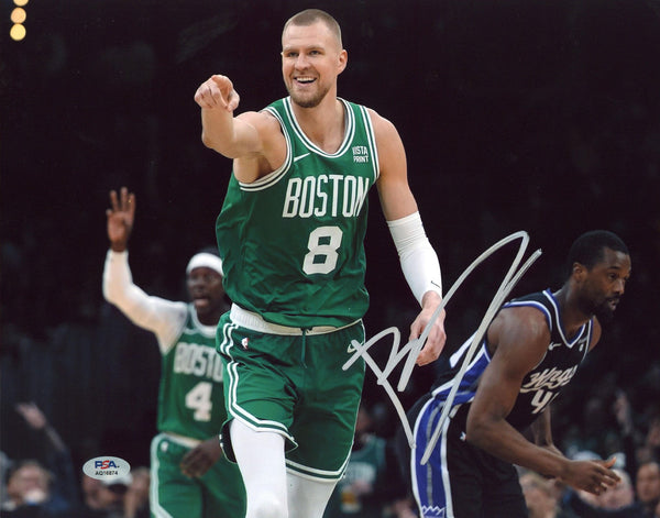 Celtics Kristaps Porzingis Authentic Signed 11x14 Horizontal Photo PSA #AQ16874