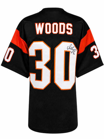 Ickey Woods (BENGALS) Signed Black Custom Football Jersey - (SCHWARTZ COA)