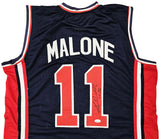 TEAM USA KARL MALONE AUTOGRAPHED SIGNED BLUE JERSEY JSA STOCK #215761
