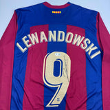 Autographed/Signed Robert Lewandowski FC Barcelona Blue Jersey Beckett BAS COA