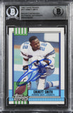 Cowboys Emmitt Smith Signed 1990 Topps Traded #27T Rookie Card BAS Slabbed