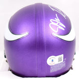 Randy Moss Justin Jefferson Signed Minnesota Vikings Mini Helmet- Beckett W Holo