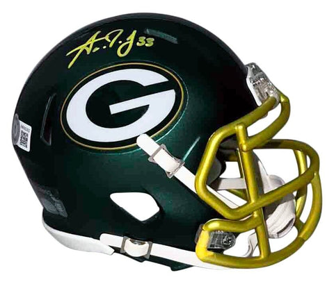AARON JONES AUTOGRAPHED GREEN BAY PACKERS BLAZE SPEED MINI HELMET BECKETT