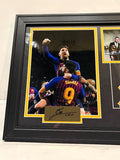 Lionel Messi FC Barcelona Framed Photo & Pin Collage with Laser Autograph 14x18