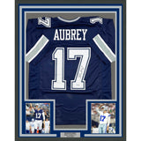 Framed Autographed/Signed Brandon Aubrey 35x39 Dallas Blue Jersey BAS COA