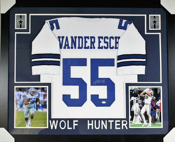 Leighton Vander Esch Signed Dallas Cowboys 35x43 Custom Framed Jersey (JSA COA)