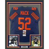 FRAMED Autographed/Signed KHALIL MACK 33x42 Chicago Retro Blue Jersey JSA COA