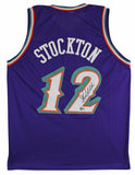 John Stockton Authentic Signed Purple Pro Style Jersey Autographed BAS Witnessed