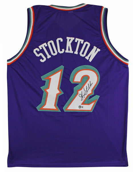 John Stockton Authentic Signed Purple Pro Style Jersey Autographed BAS Witnessed