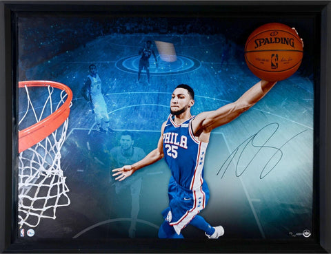 Ben Simmons 76ers Framed Signed 52" x 40" Breaking Through Photo - LE 125 - UD