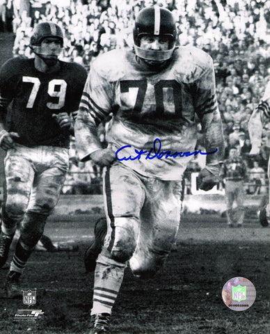 Art Donovan Signed Colts B&W Running Action 8x10 Photo - (SCHWARTZ SPORTS COA)