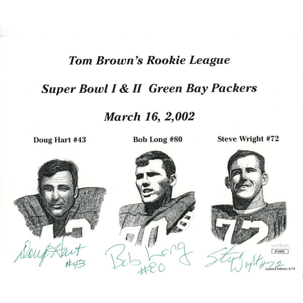 Doug Hart Bob Long Steve Wright Signed Green Bay Packers 8x10 Photo JSA 55121