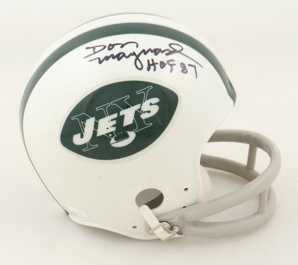 Don Maynard Signed New York Jets Mini Helmet Inscribed "HOF 87" (JSA) 1969 Champ