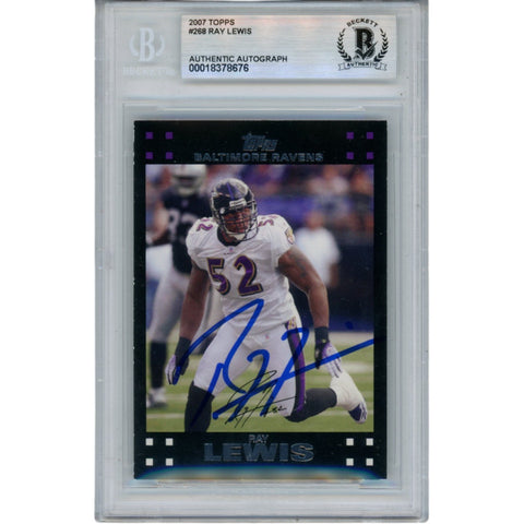 Ray Lewis Autographed/Signed 2007 Topps #268 Trading Card Beckett 53066
