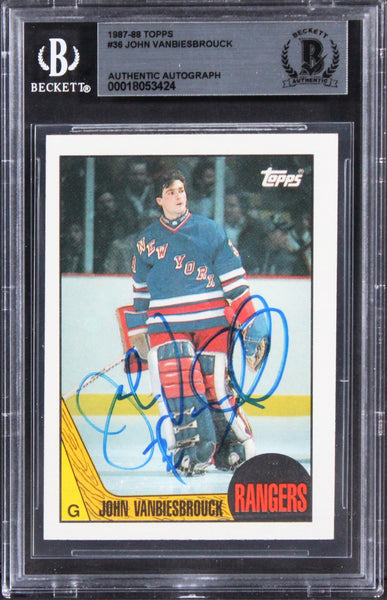 Rangers John Vanbiesbrouck Authentic Signed 1987 Topps #36 Card BAS Slabbed