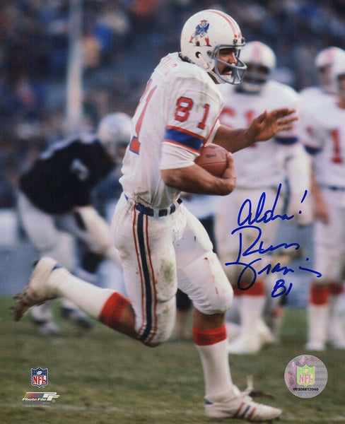 Russ Francis Signed Patriots White Jersey Action 8x10 Photo w/Aloha - (SS COA)